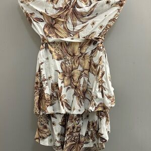 Cream Ruched Tiered Sundress for Cocktail